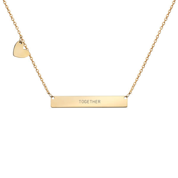 Colar Chapa gravação horizontal coração dourada