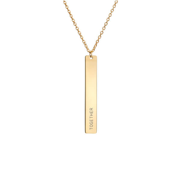 Colar Chapa gravação vertical dourada