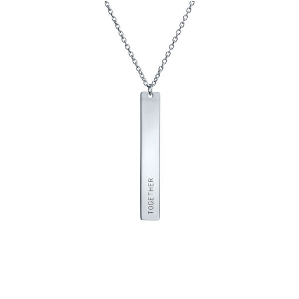 Colar Chapa gravação vertical prateada