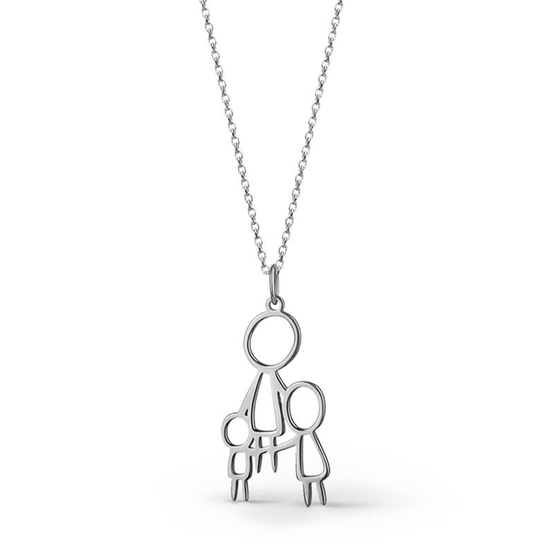 Colar Ligação família prateado