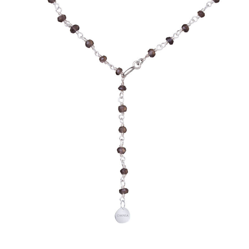 Colar Pedras castanhas fio prateado