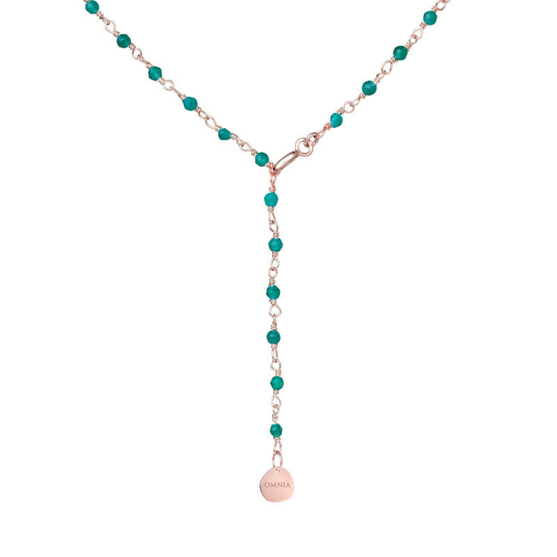 Colar Pedras verdes fio rosa