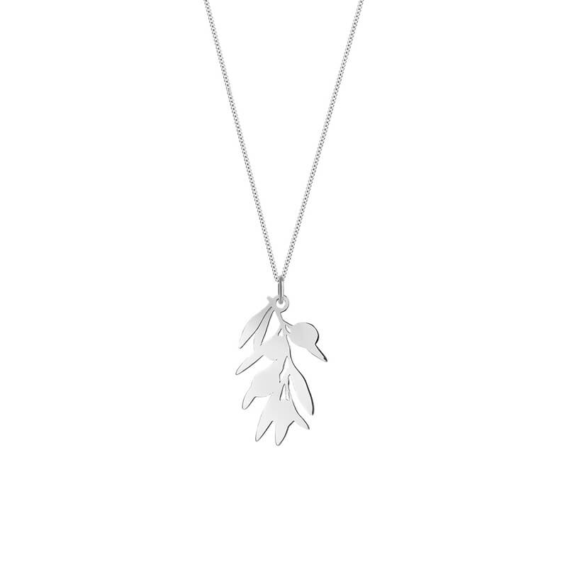 Colar Folha de oliveira prateado