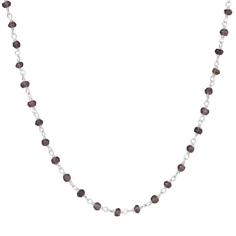 Colar Pedras castanhas fio prateado