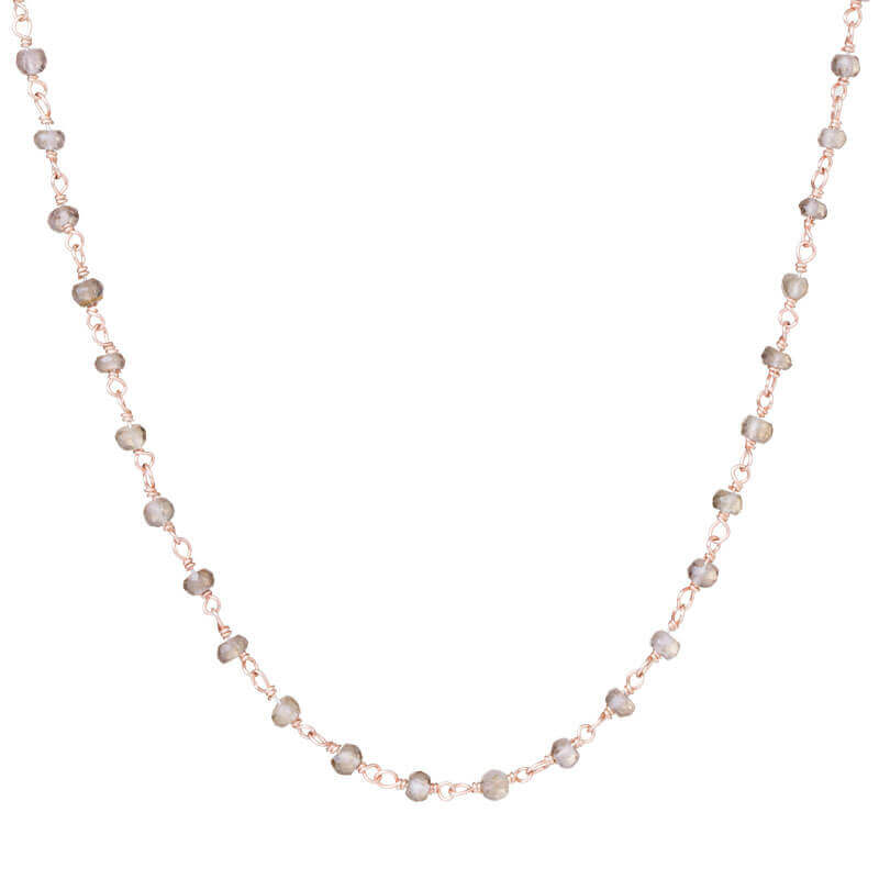 Colar Pedras castanhas fio rosa