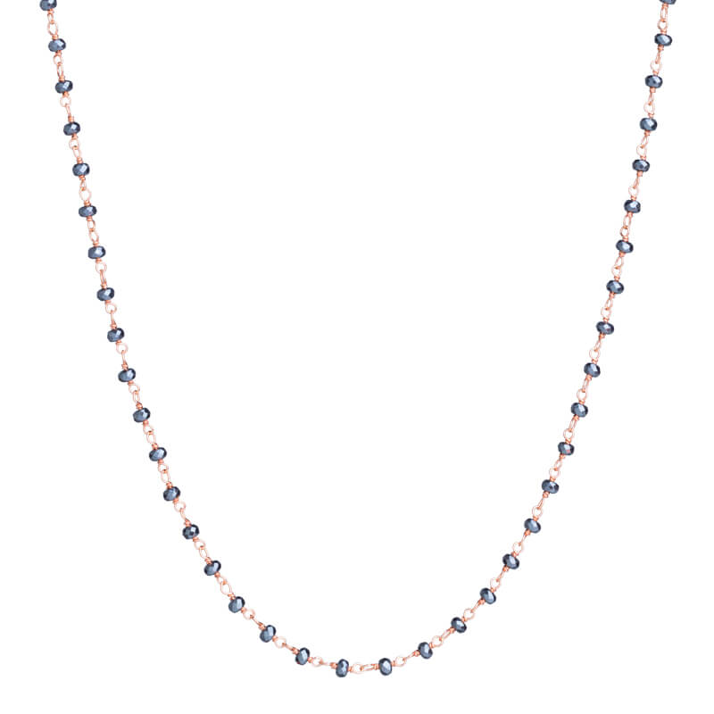 Colar Pedras Hematite fio rosa