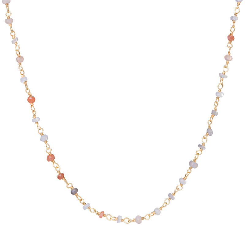 Colar Pedras multicolores fio dourado