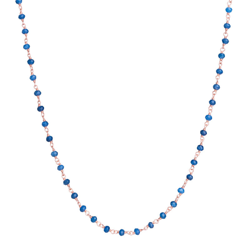 Colar Pedras Quartzo azul fio rosa