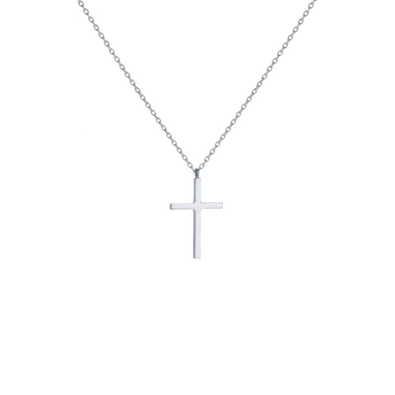 Colar cruz prateado
