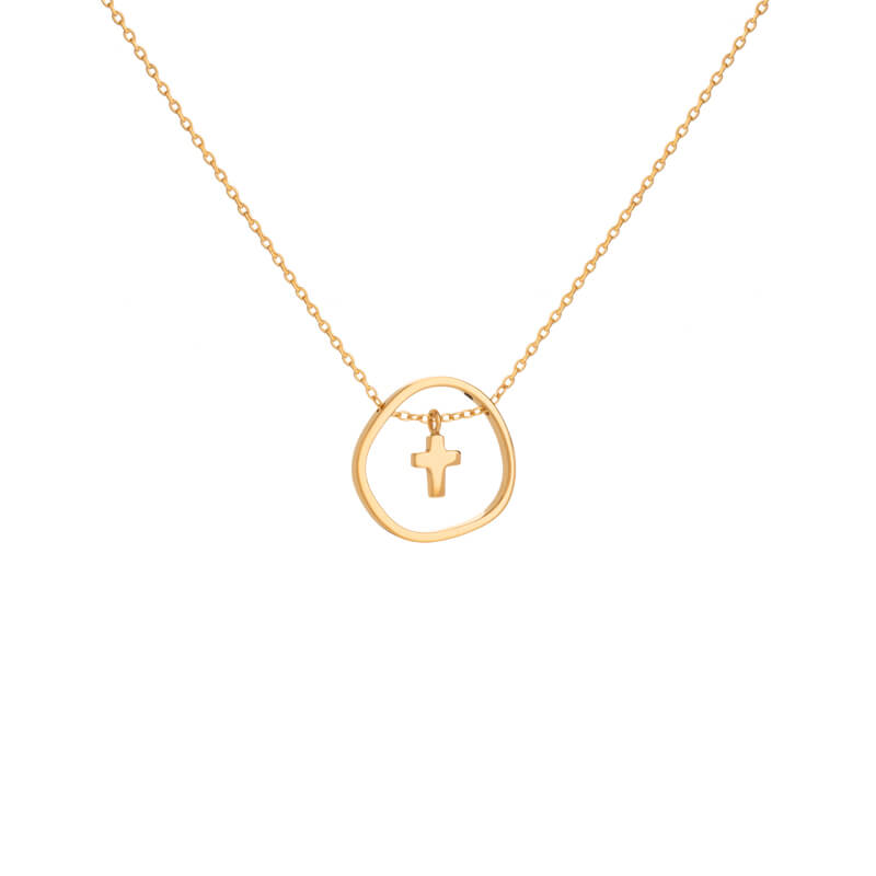 Colar Contorno cruz dourado