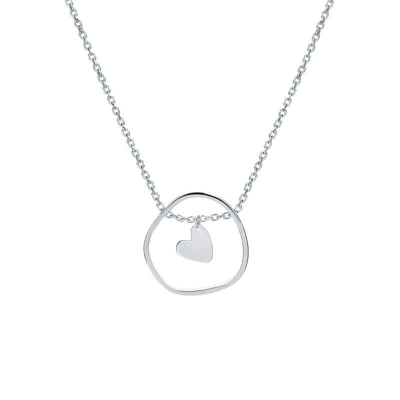Colar Contorno coração prateado