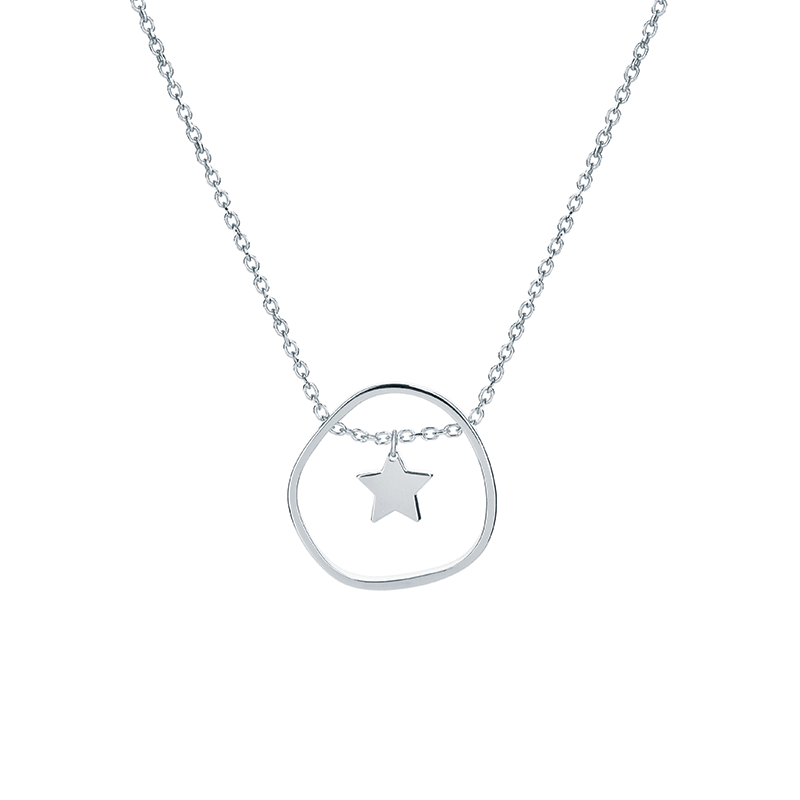 Colar Contorno estrela prateado