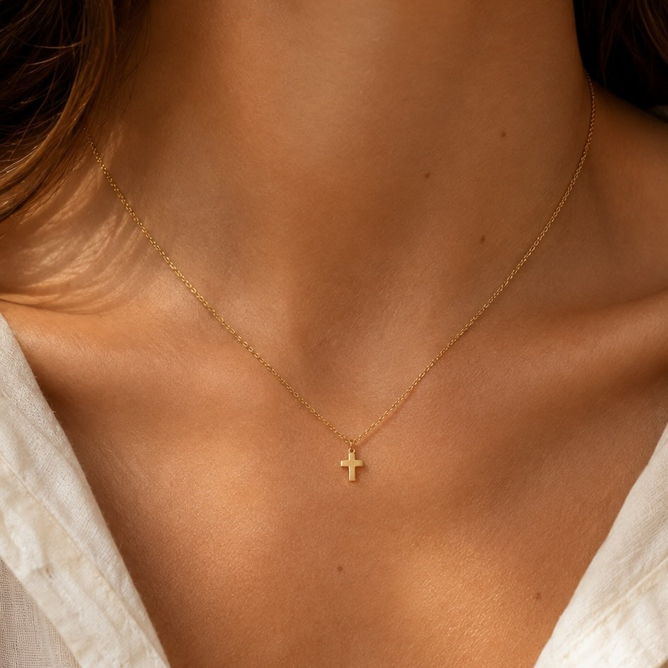 Small gold Cross necklace