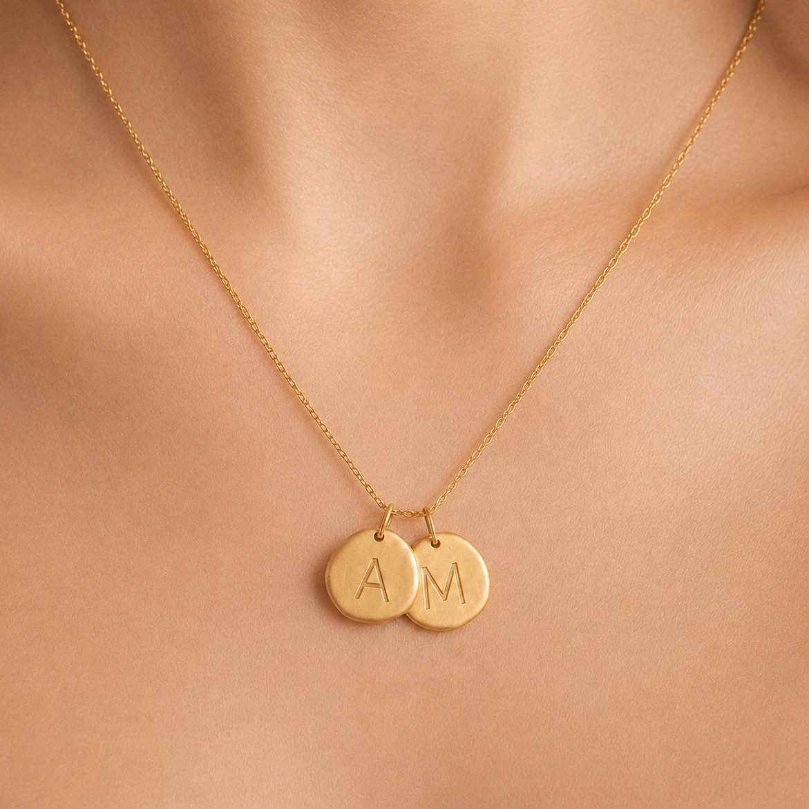 Colar 2 medalhas gravação dourado