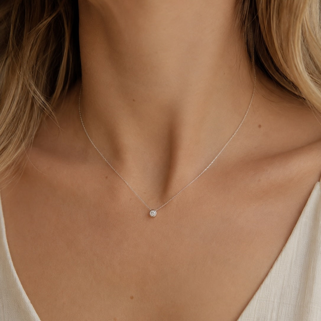 Silver Solitaire Necklace