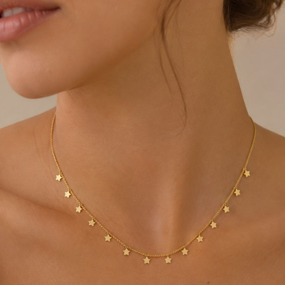 Gold-Plated Steel Star Charm Necklace