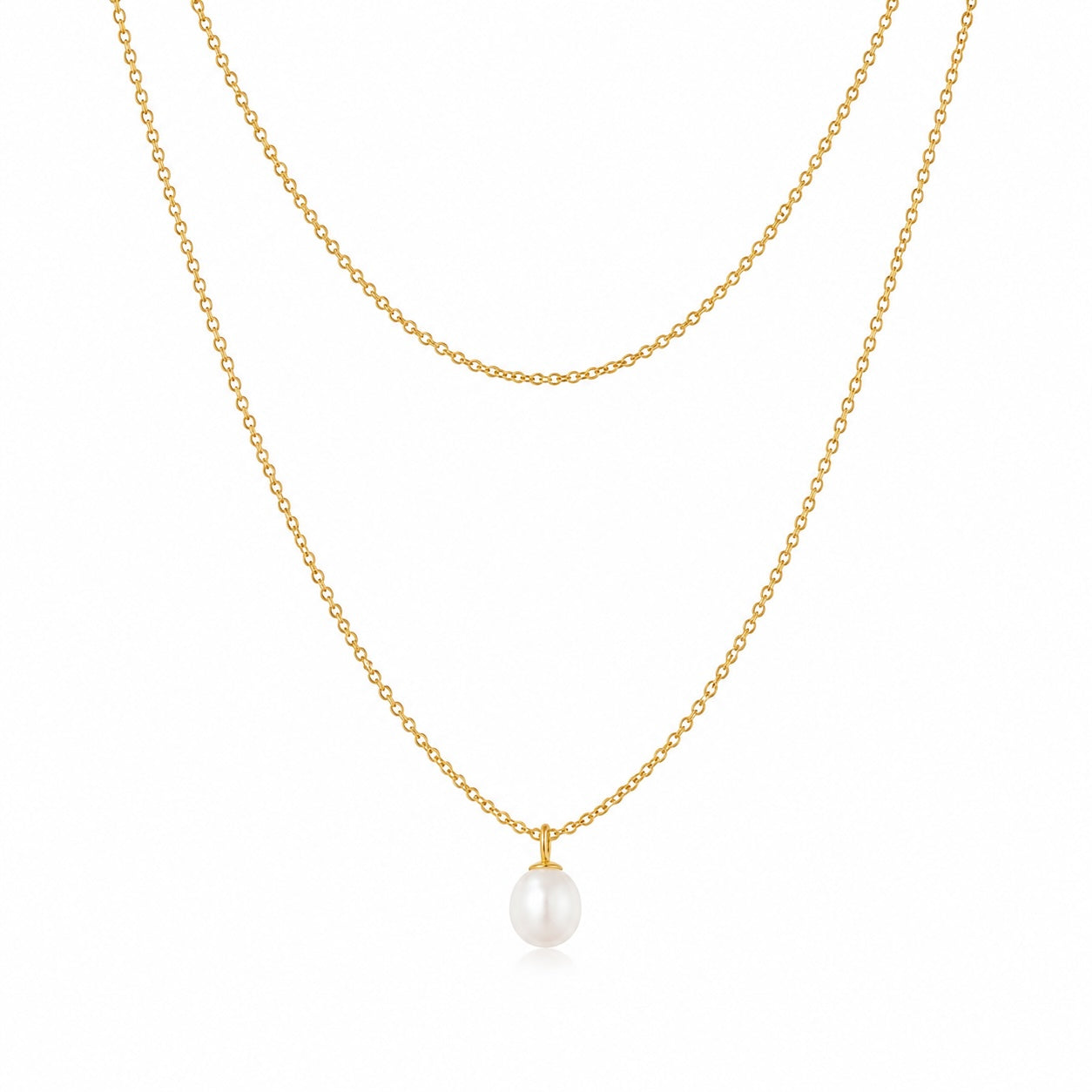 Colar Pérola e Aço Dourado