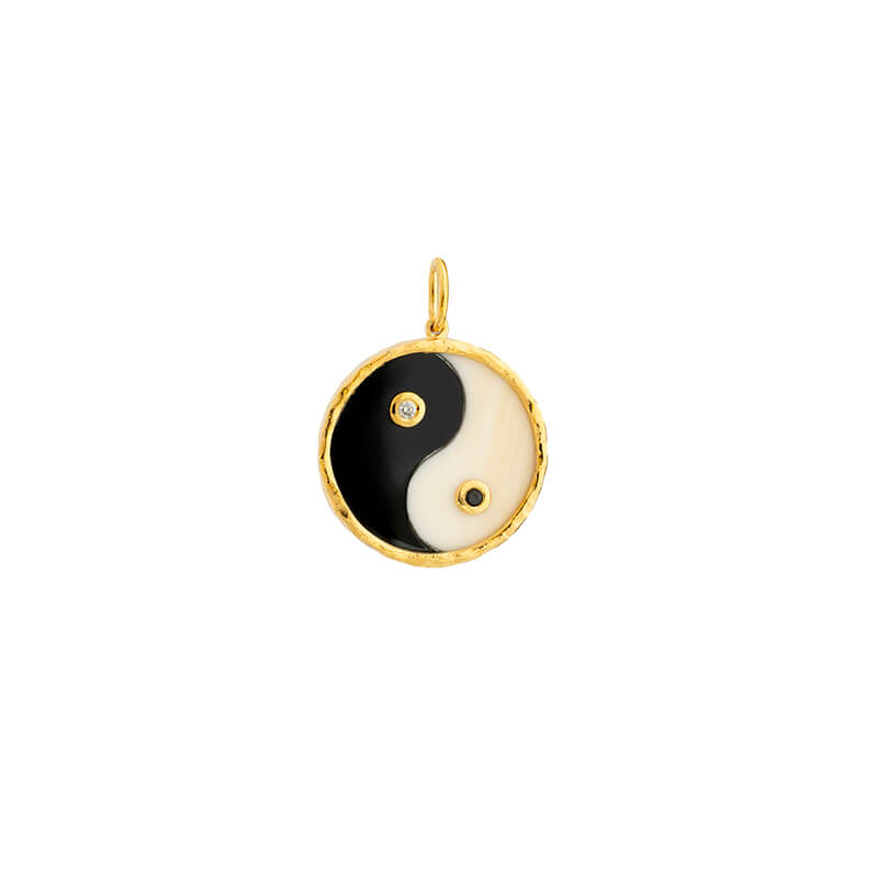 Medalha Yin Yang em Prata Dourada