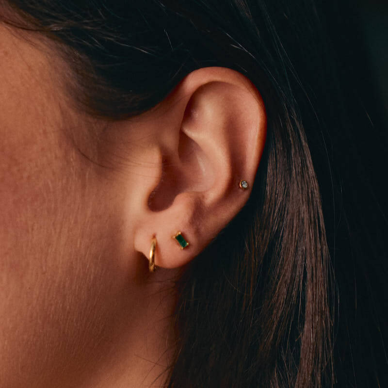 Brincos Ouro 19K Esmeralda