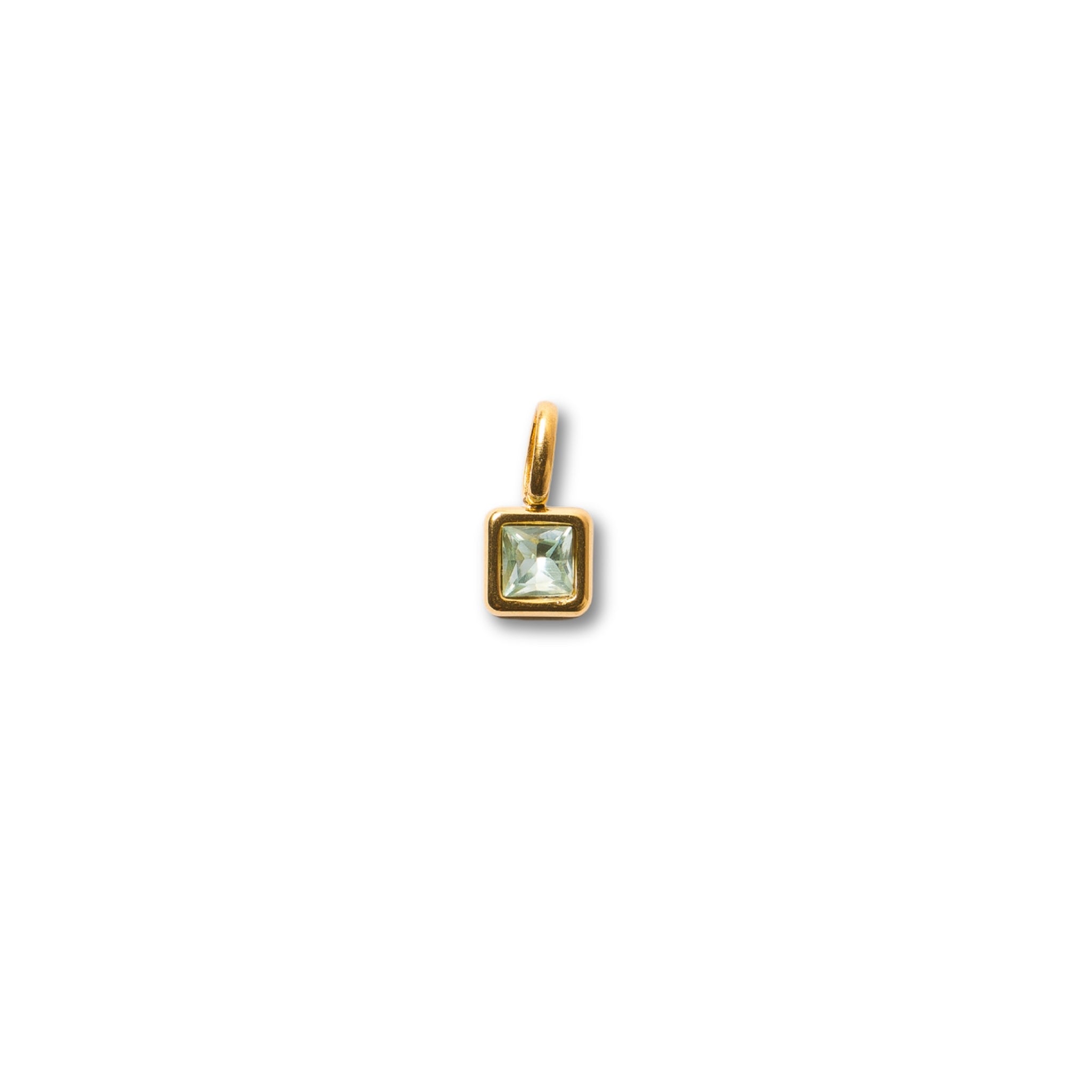 Pendente Birthstone Março em Aço Dourado