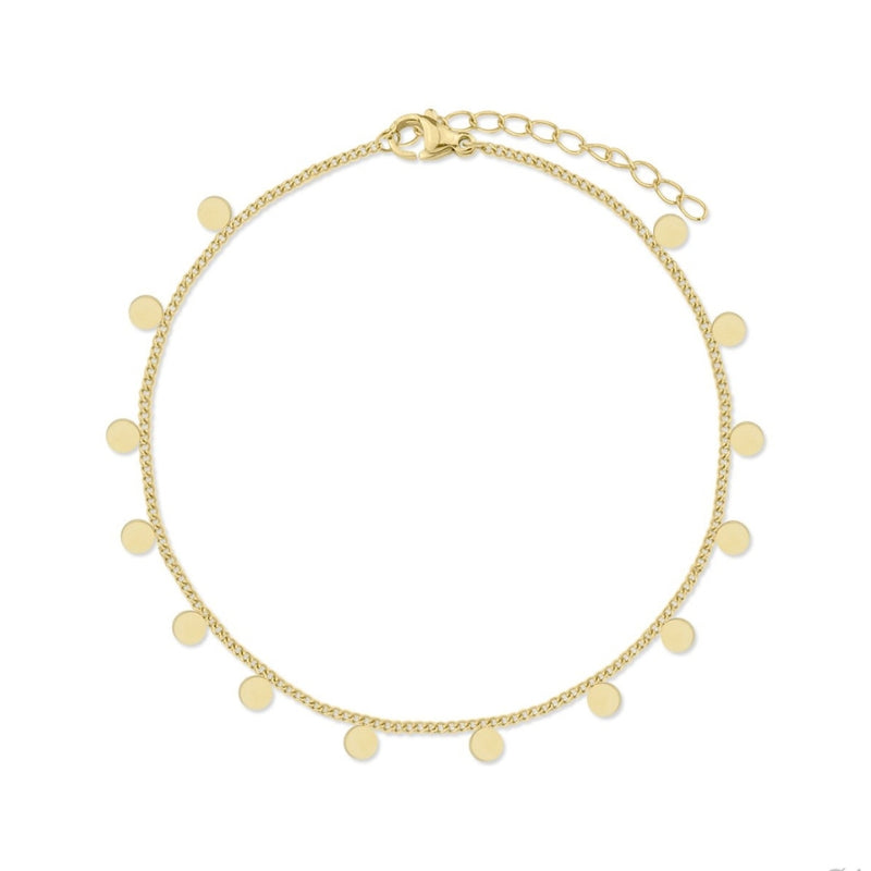 Pulseira Tornozelo Charms de Medalhas em Aço Dourado