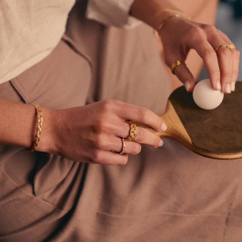 Pulseira Escrava Entrançada em Prata Dourada