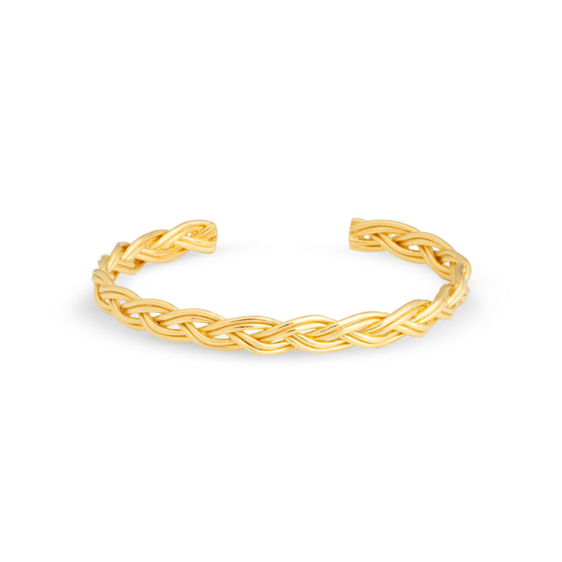 Pulseira Escrava Entrançada em Prata Dourada