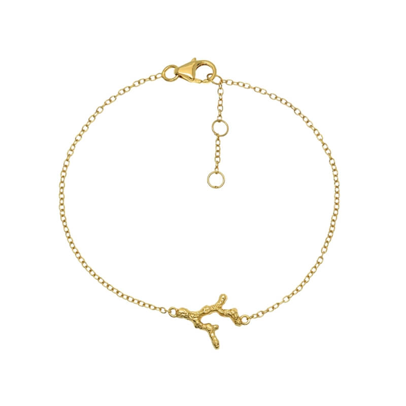 Pulseira Coral em Prata Dourada