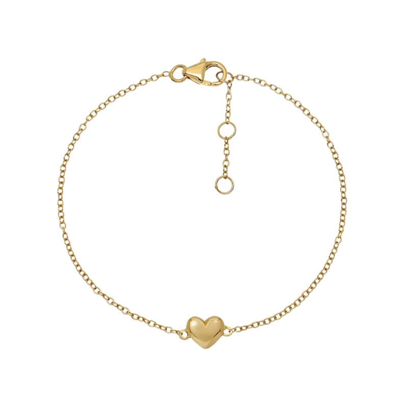 Pulseira Coração em Prata Dourada