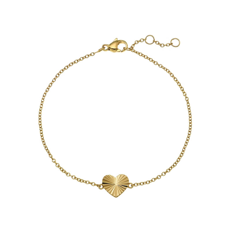 Pulseira Coração em Prata Dourada