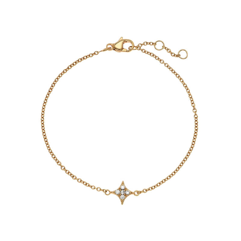 Pulseira Estrela Brilhantes em Prata Dourada