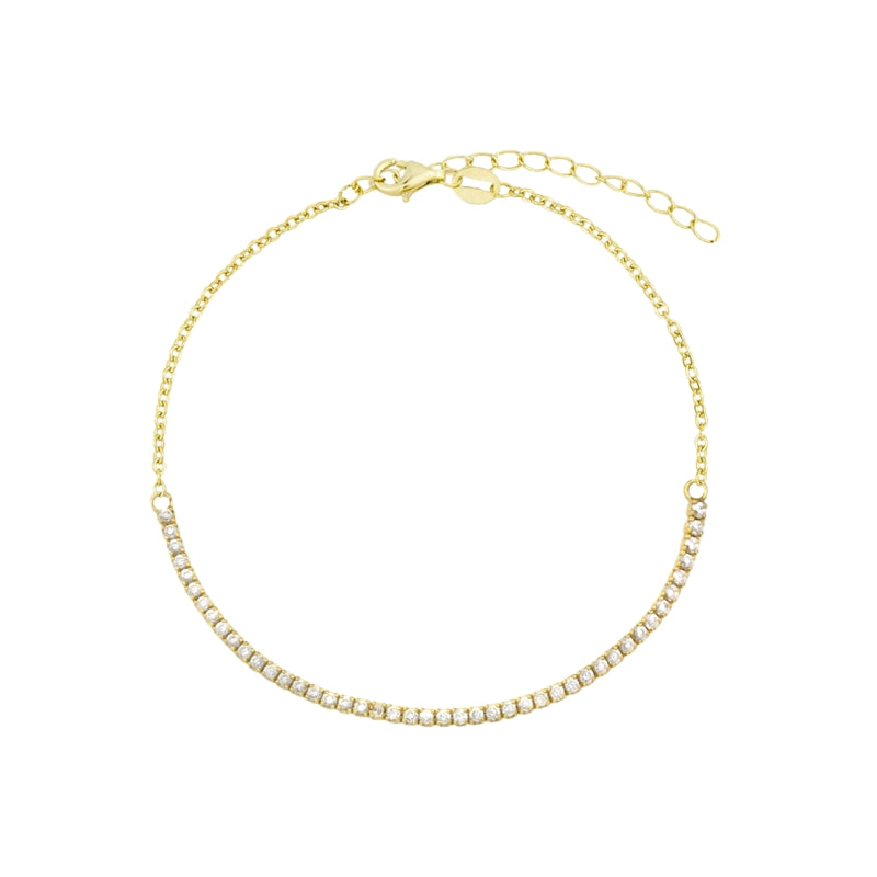 Pulseira Tennis em Prata Dourada