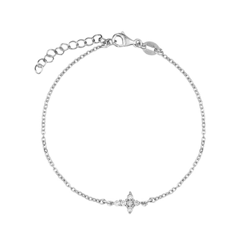 Pulseira Cruz Brilhantes em Prata