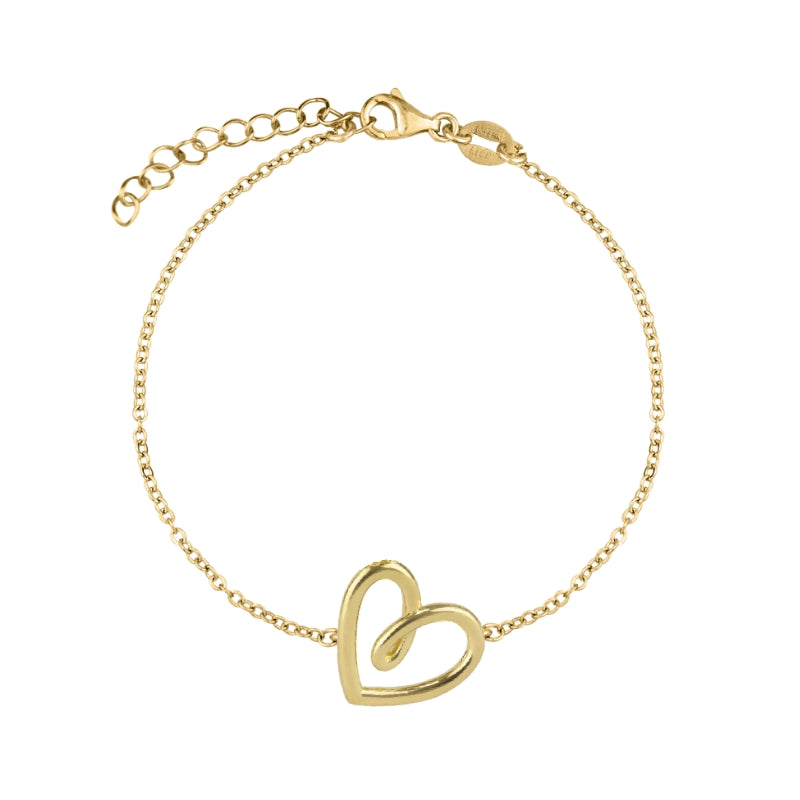 Pulseira Coração em Prata Dourada