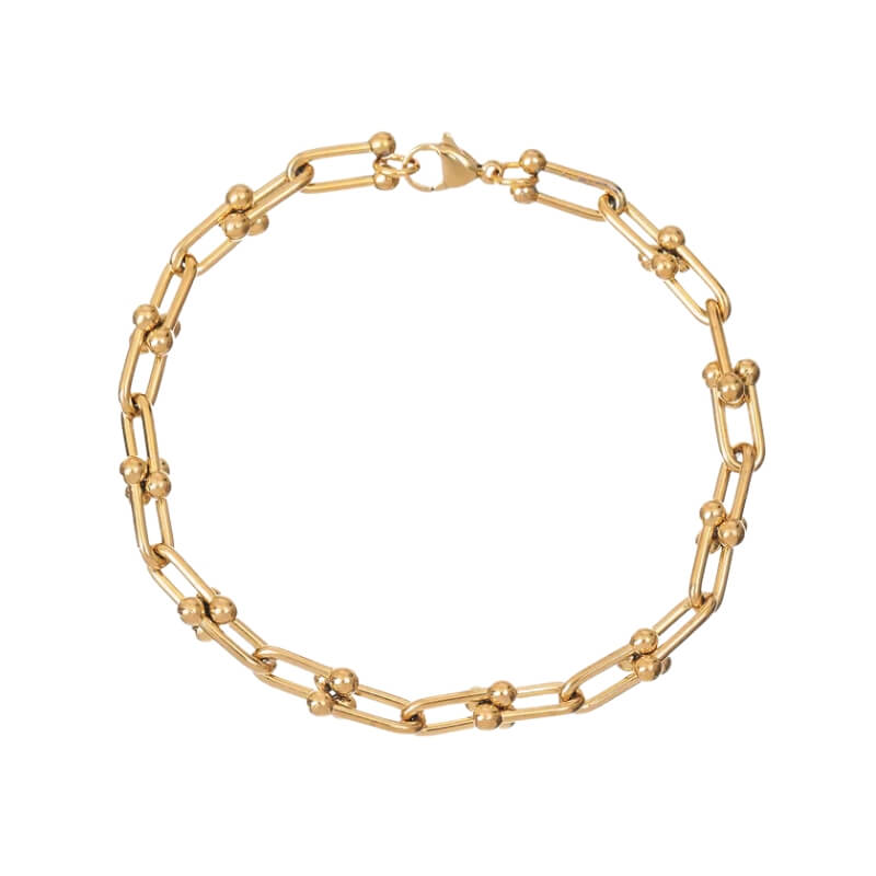 Pulseira Cadeado em Aço Dourado