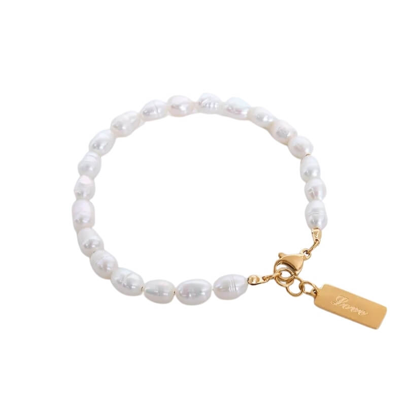 Pulseira Pérolas e Aço Dourado