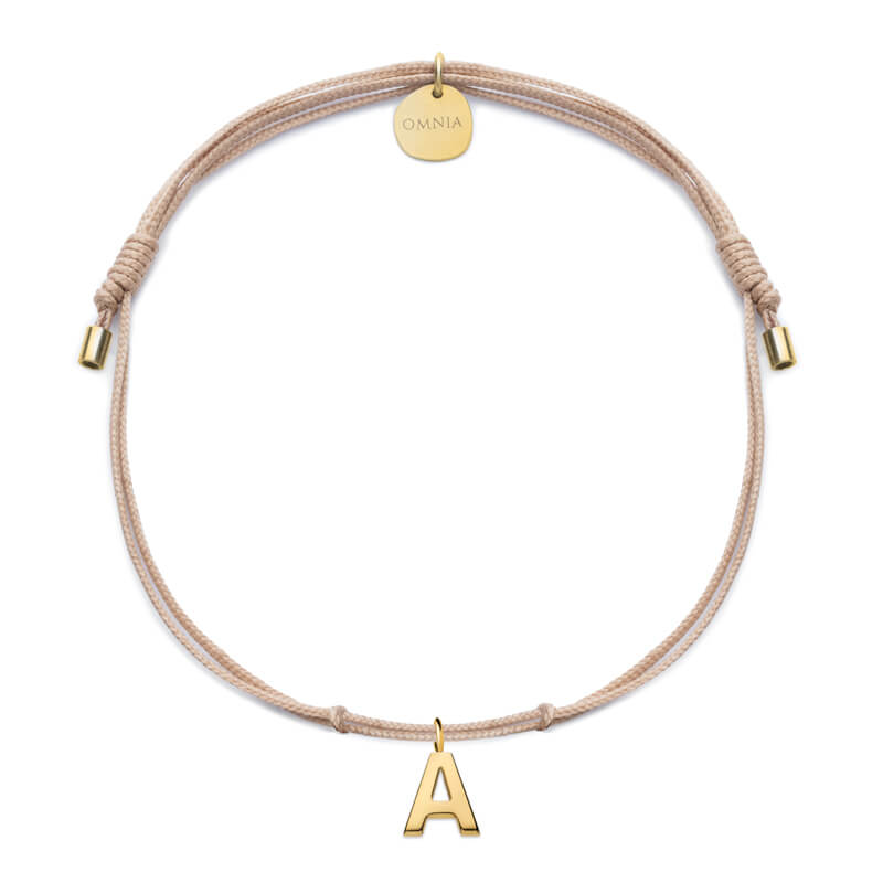 Pulseira Letra dourada fio tecido