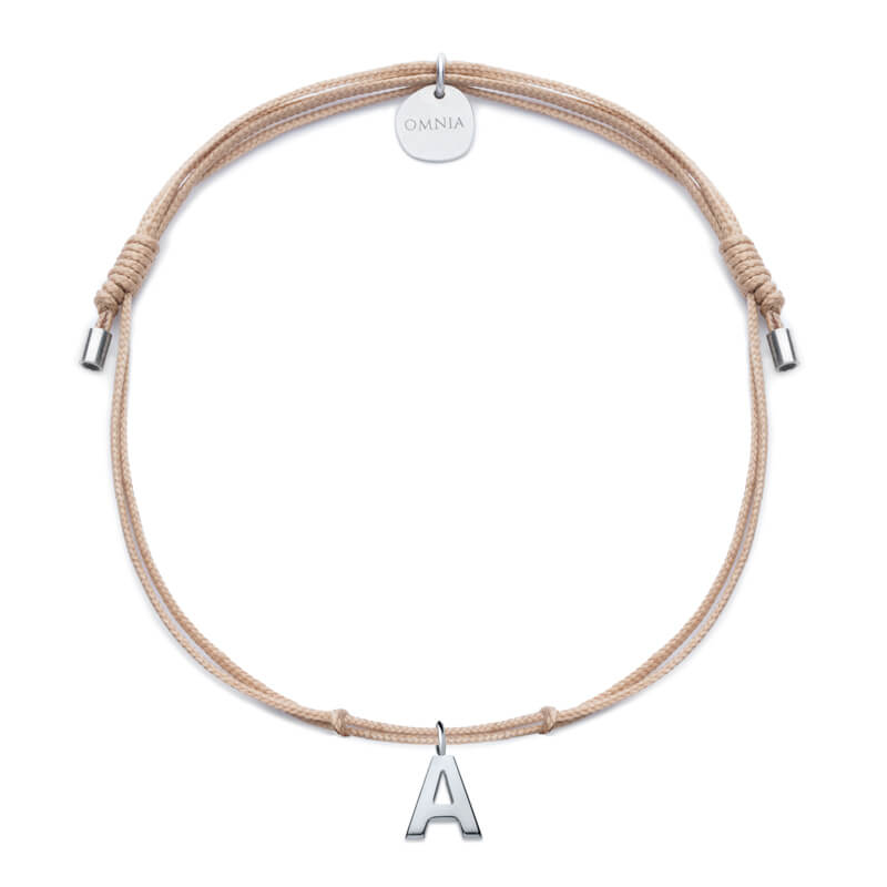 Pulseira Letra prateada fio tecido