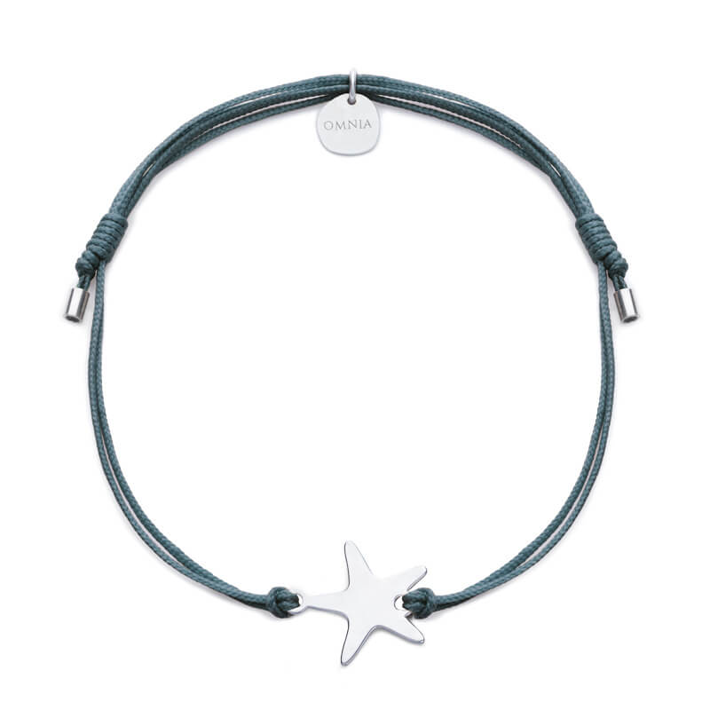 Pulseira Estrela-do-mar prateada fio tecido