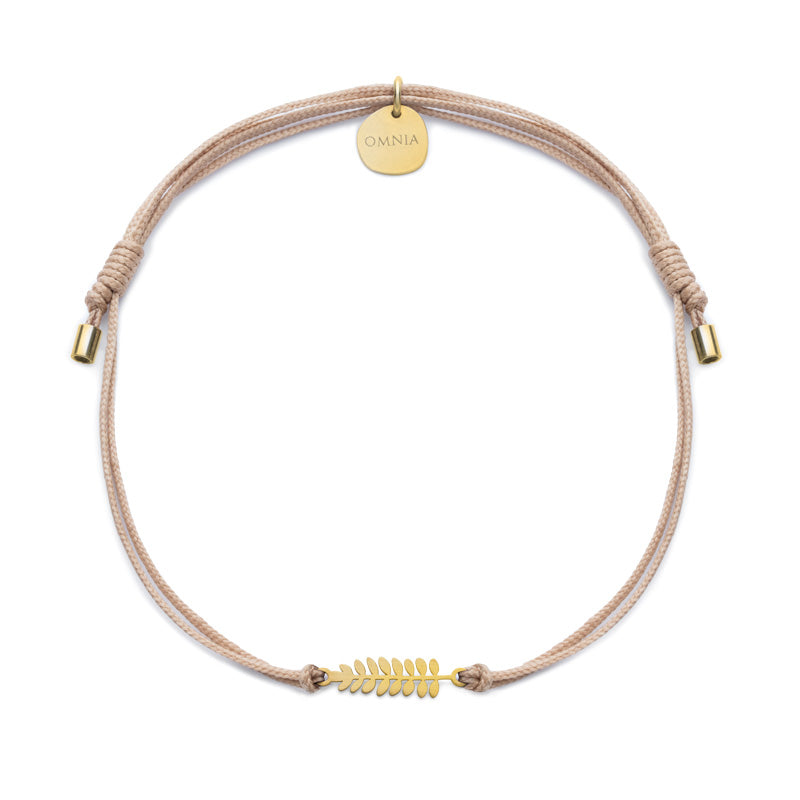 Pulseira Feto dourada fio tecido