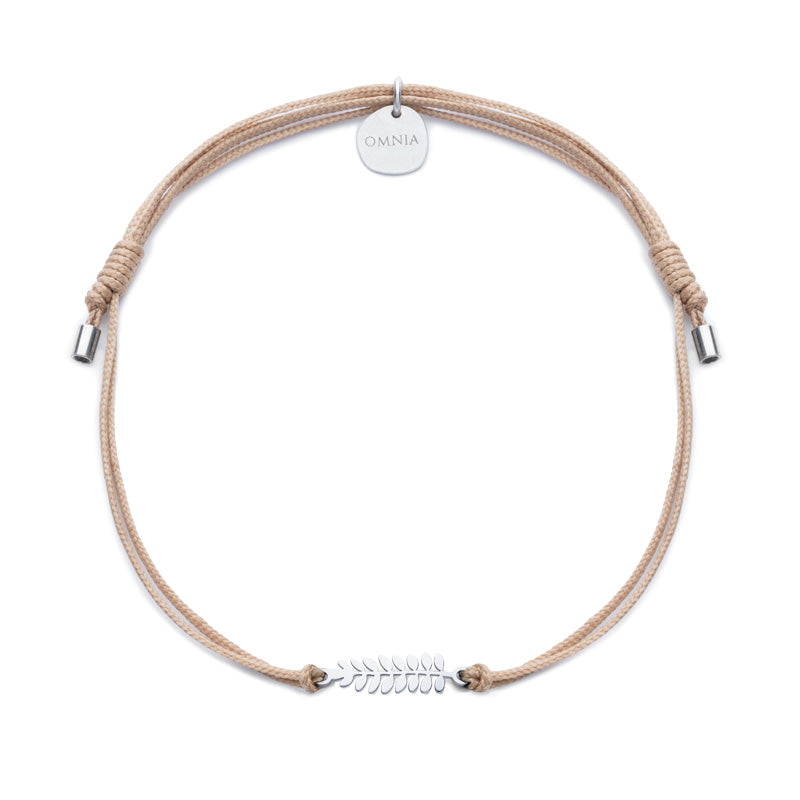 Pulseira Feto prateada fio tecido