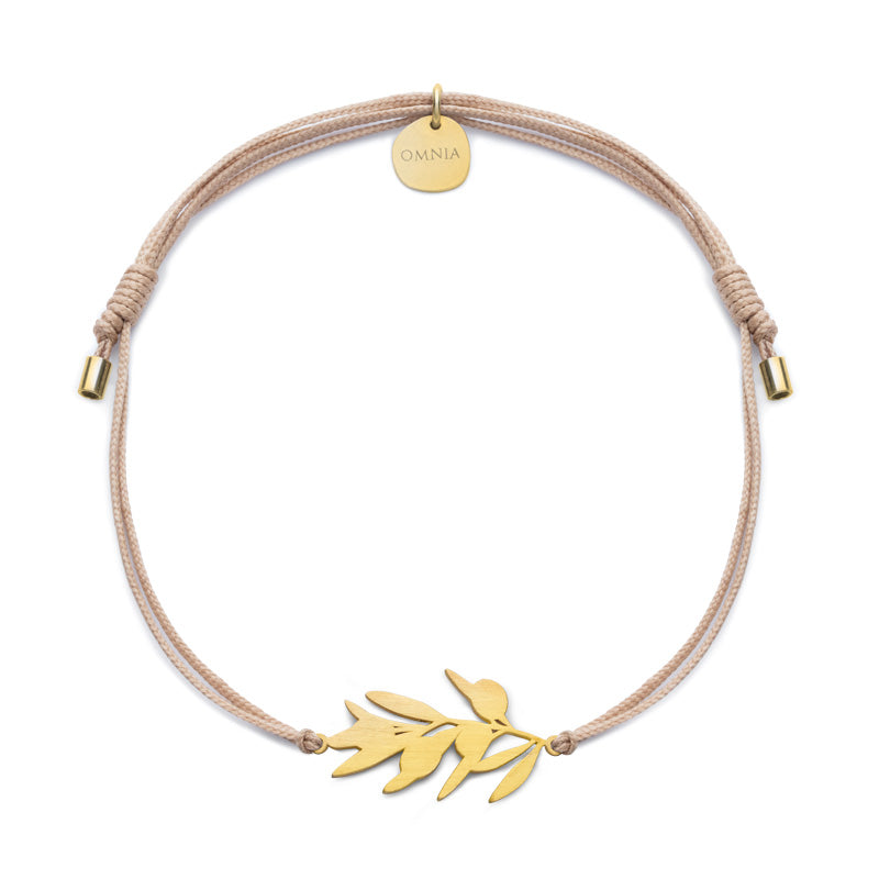 Pulseira Folha de oliveira XL dourada fio tecido