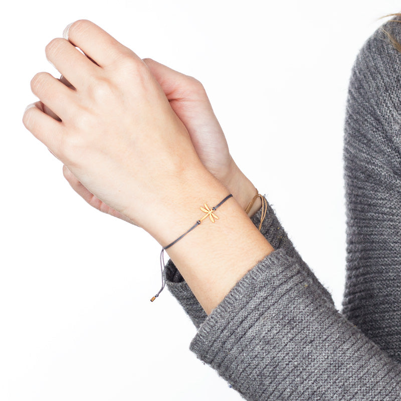 Pulseira Libelinha dourada fio tecido