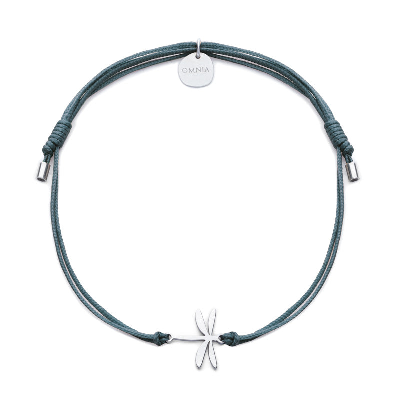 Pulseira Libelinha prateada fio tecido