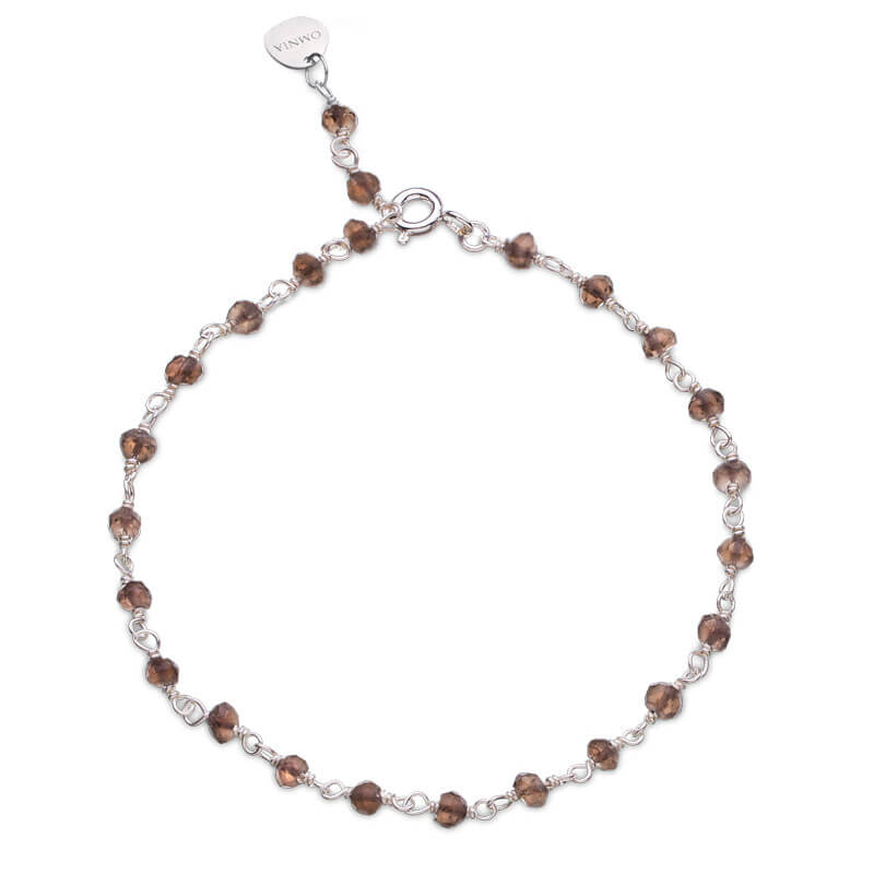 Pulseira Pedras castanhas fio prateado