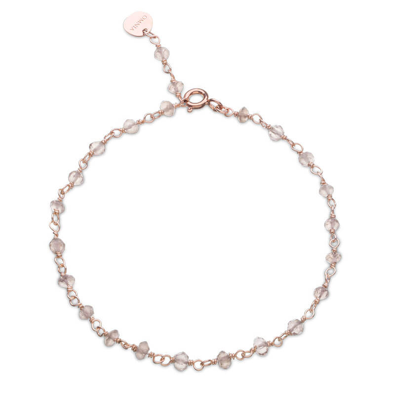 Pulseira Pedras castanhas fio rosa