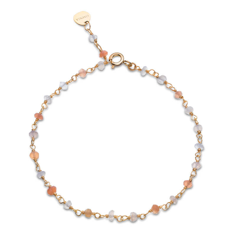 Pulseira Pedras multicolores fio dourado