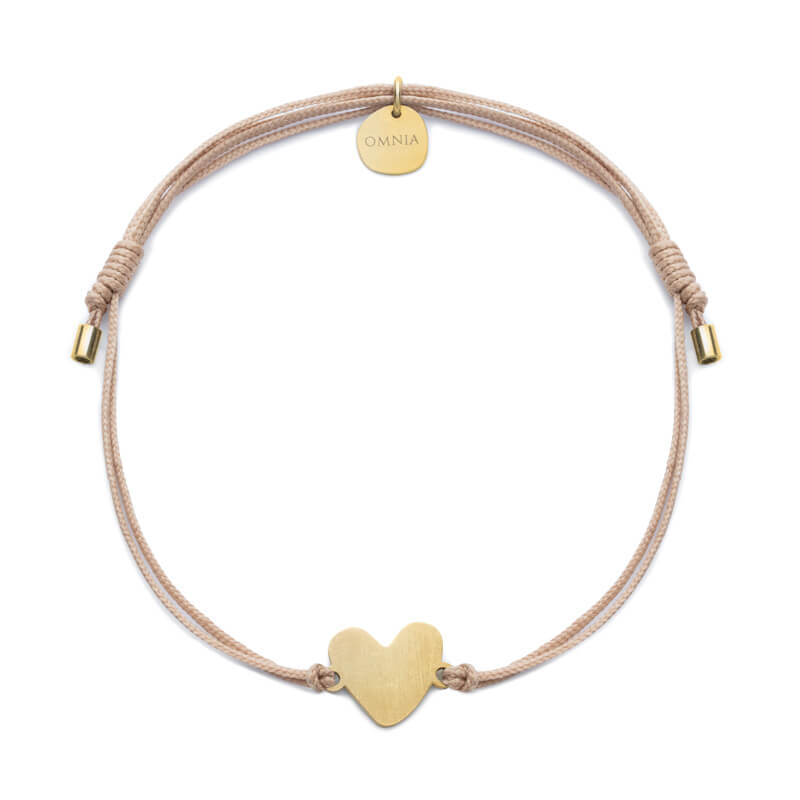 Pulseira Coração dourada fio tecido