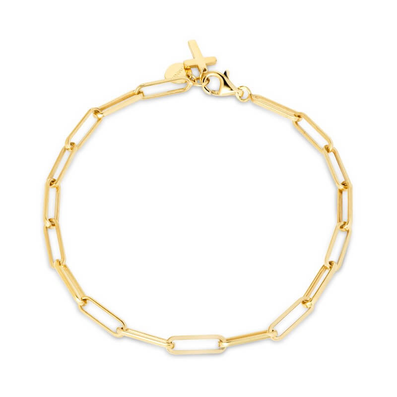 Pulseira Elos pendente cruz dourada