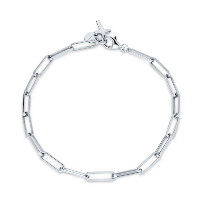Pulseira Elos pendente cruz prateada